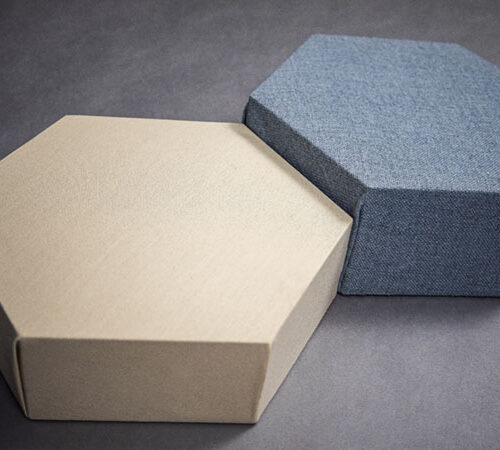 Different heights hexagon decoshapes acoustic panels